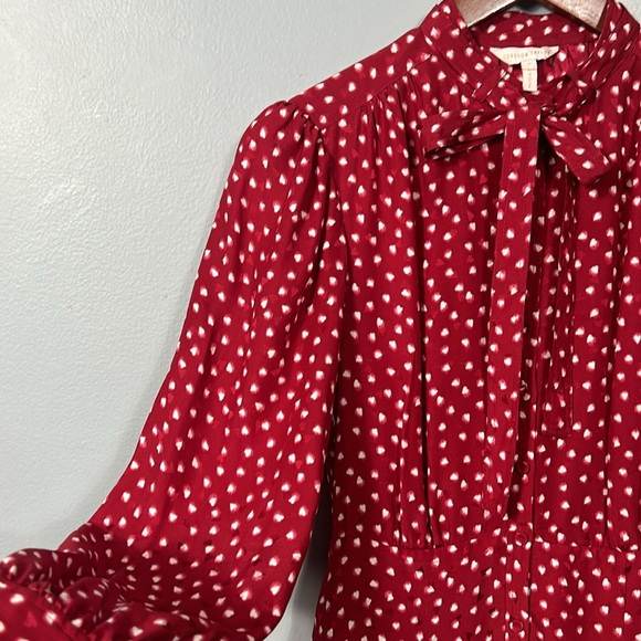 Rebecca Taylor Silk Blurry Heart Red Button Up Dress size 0 - Picture 17 of 17